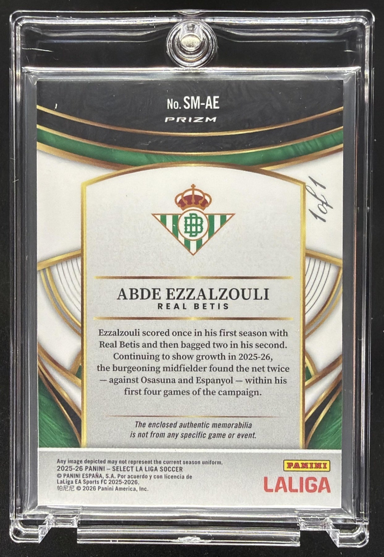 2025-26 Panini Select La Liga Abde Ezzalzouli #20 Memorabilia Patch 1/1