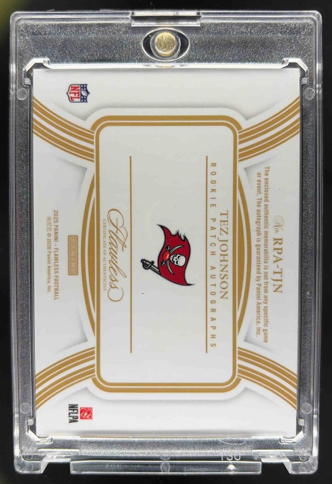 2025 Panini Flawless Tez Johnson Rookie Patch Auto /15 Ruby