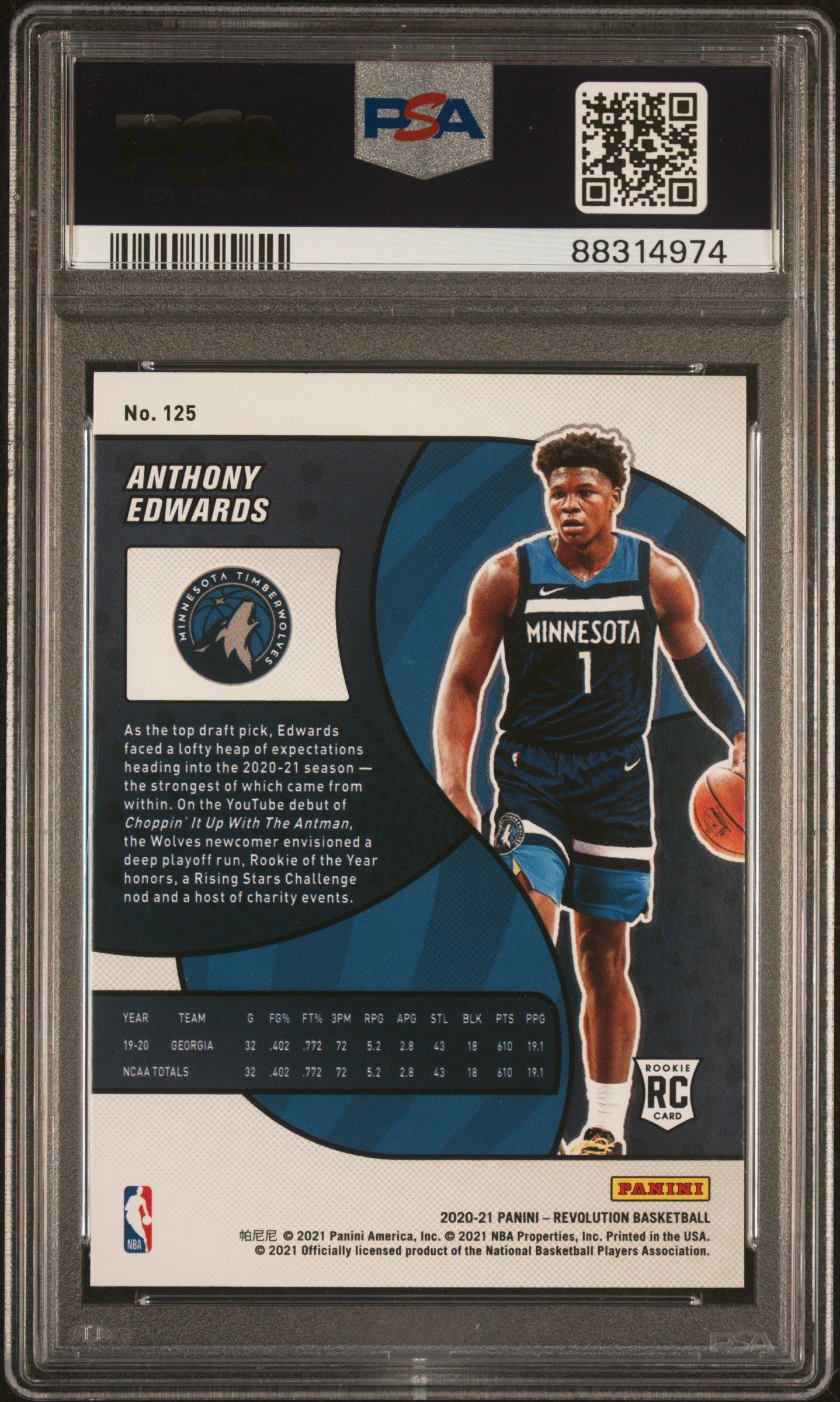 2020 Revolution Anthony Edwards PSA 10 RC