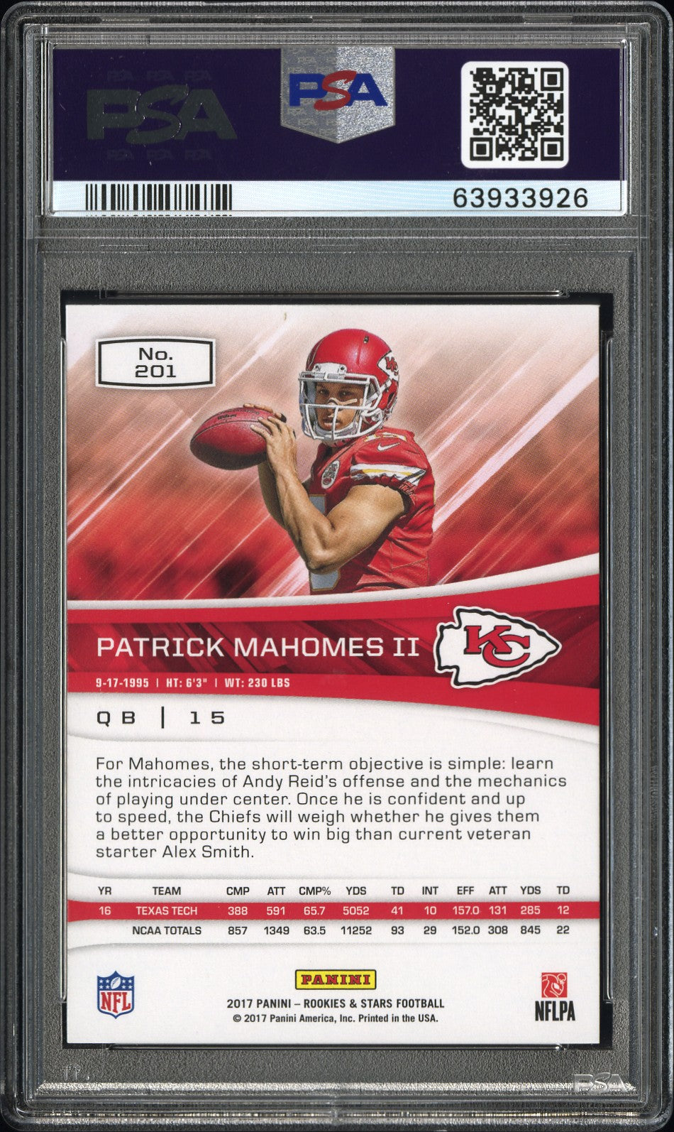 2017 Rookies & Stars Patrick Mahomes Rookie PSA 9