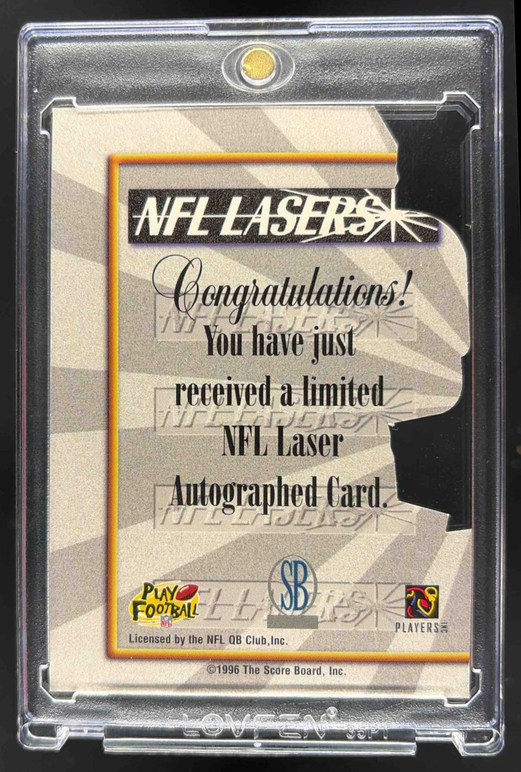 1996 Score Board NFL Lasers Troy Aikman Die Cut Auto