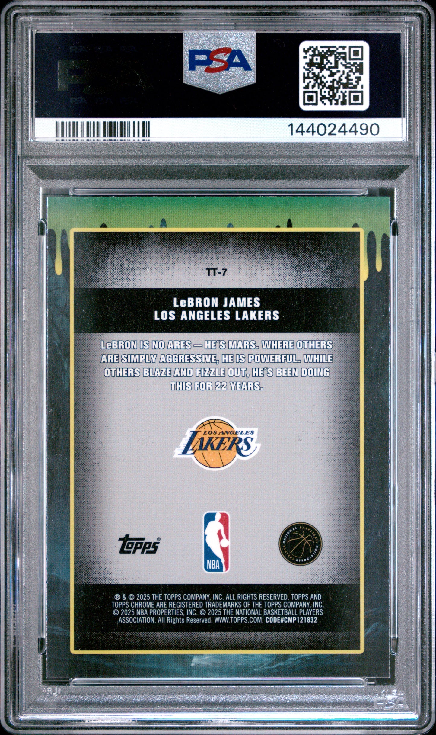 2025-26 Topps Chrome Lebron James Purple /75 Tall Tales PSA 8