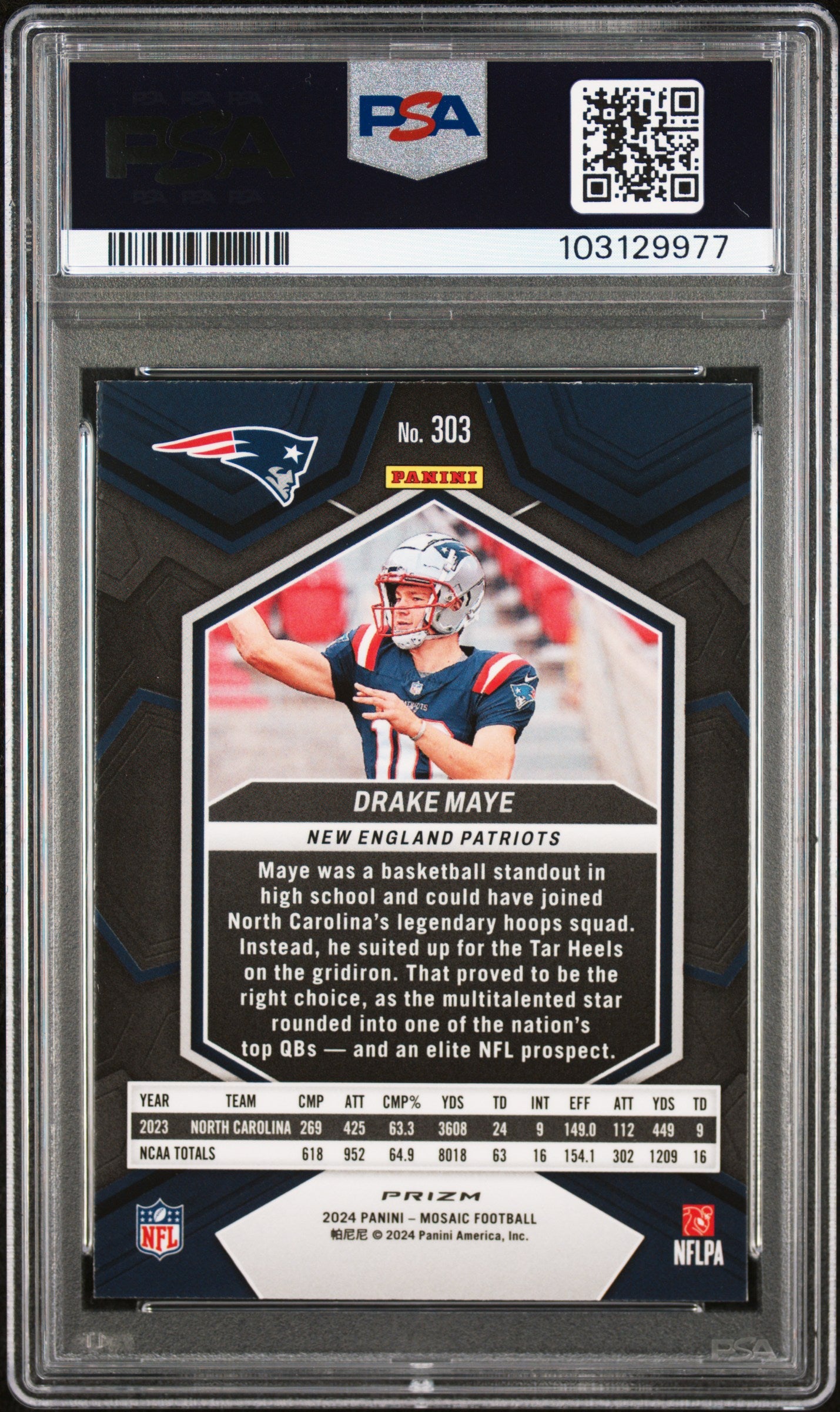 2024 Mosaic Drake Maye Camo Pink PSA 10 RC