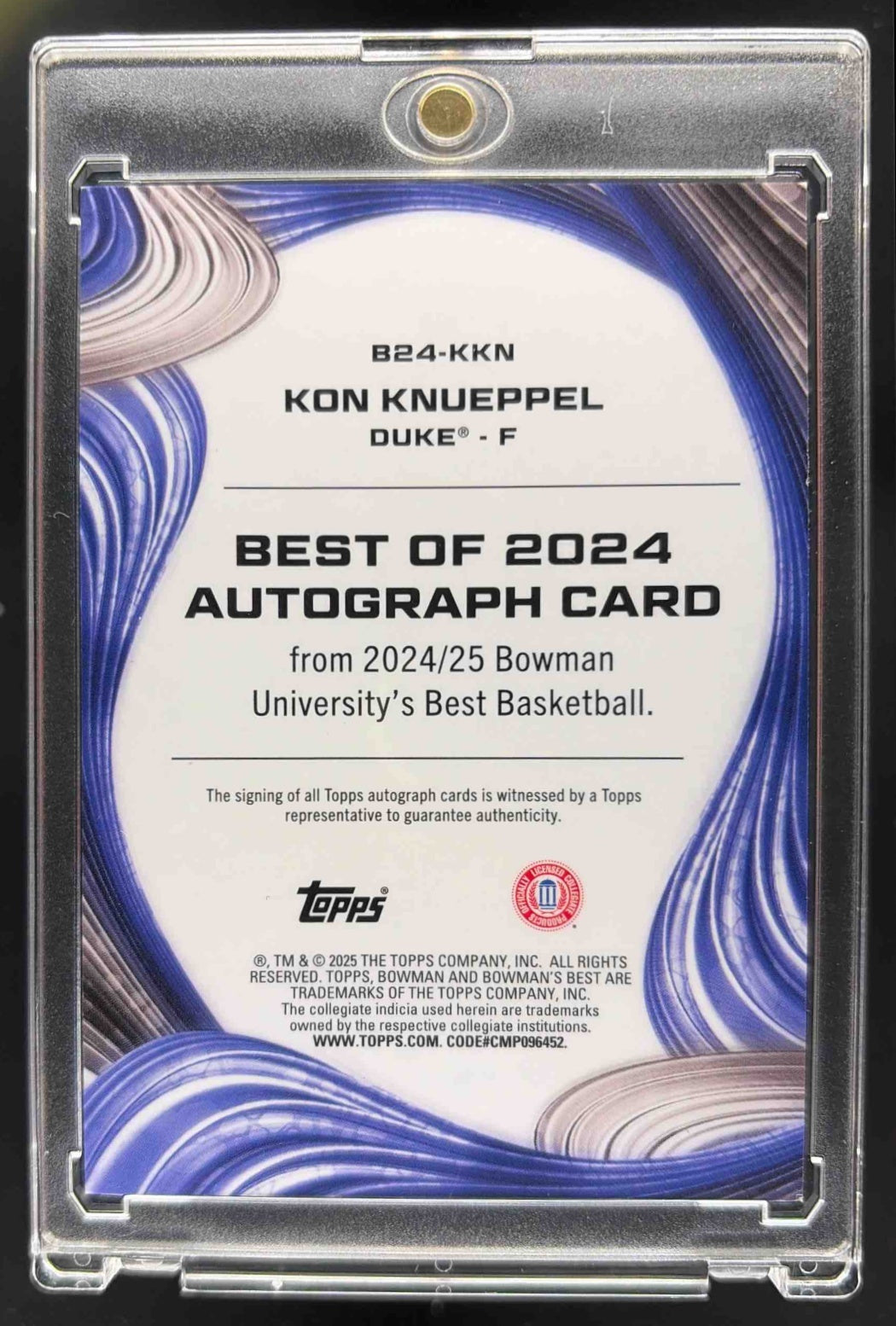 2024 Bowman's Best University Kon Knueppel #B24-KKN Best of Auto Aqua 1/15
