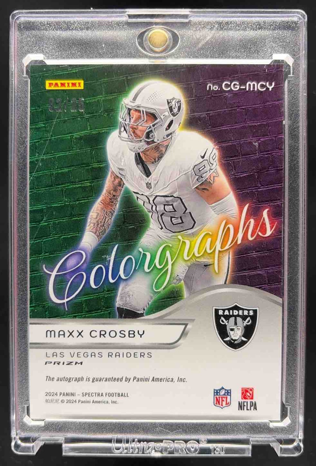 2025 Panini Honors Maxx Crosby #2 2024 Spectra Football Colorgraphs Auto Meta