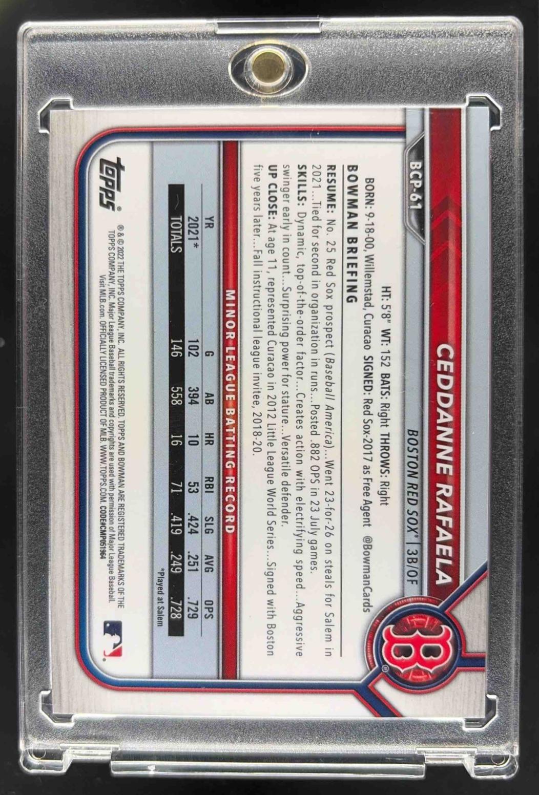 2022 Bowman Sapphire Ceddanne Rafaela #BCP-61 Chrome Orange /50 1st Prospect