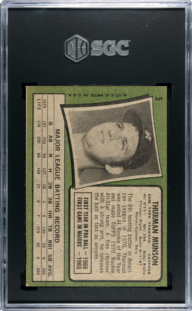 1971 Topps Thurman Munson SGC 5.5