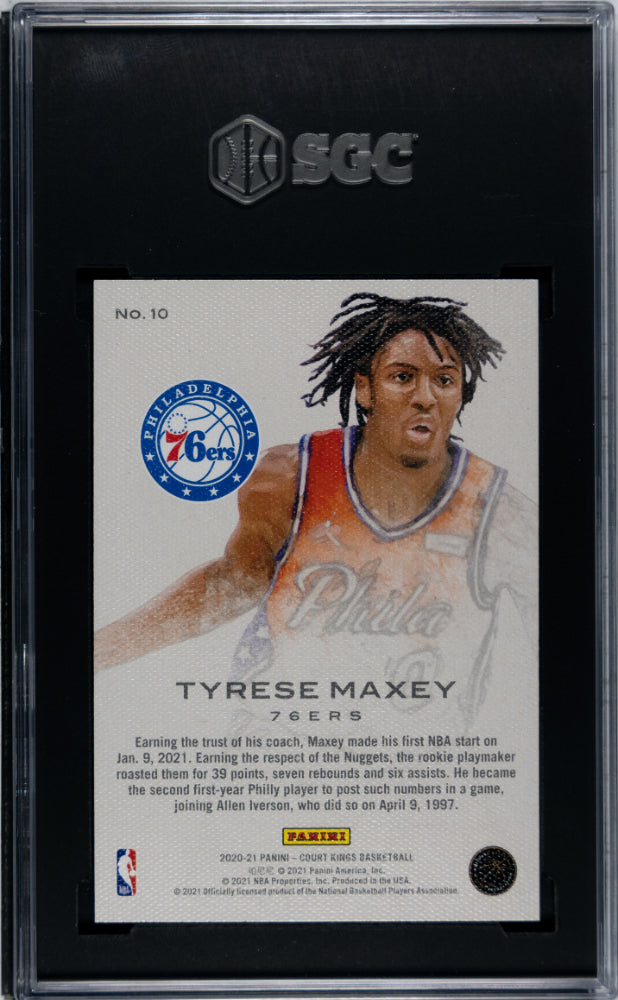 2020-21 Court Kings Tyrese Maxey Works In Progress Rookie SGC 10 Pristine