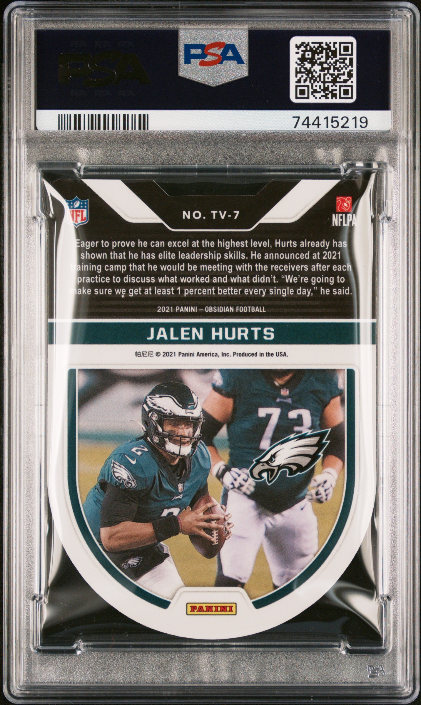 2021 Obsidian Jalen Hurts Tunnel Vision Electric Etch Contra PSA 10