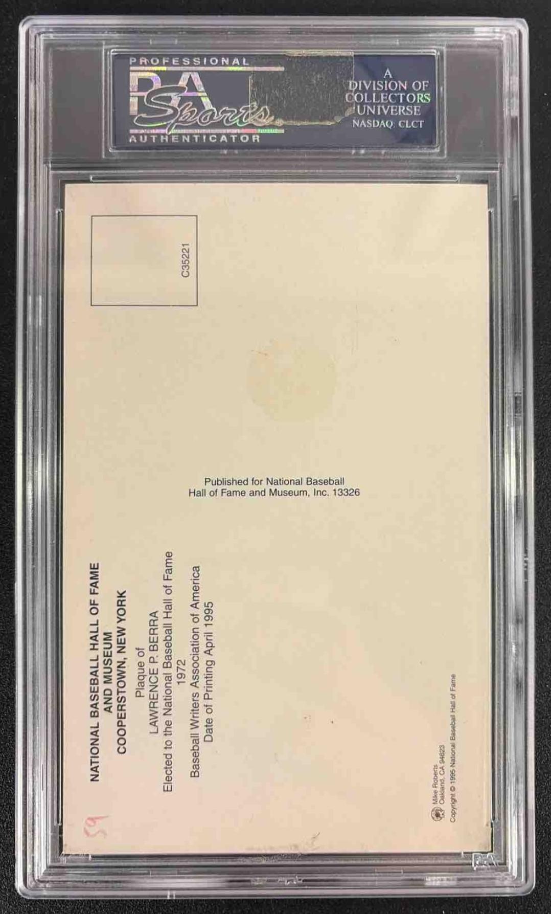 1964 Date HOF Yellow Plaque Yogi Berra Auto PSA/DNA Authentic