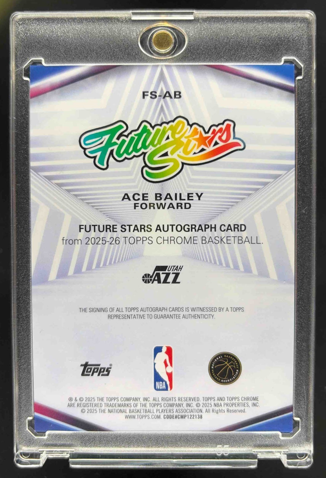 2025 Topps Chrome Ace Bailey #FS-AB Future Stars Auto Green Refractor /99 RC