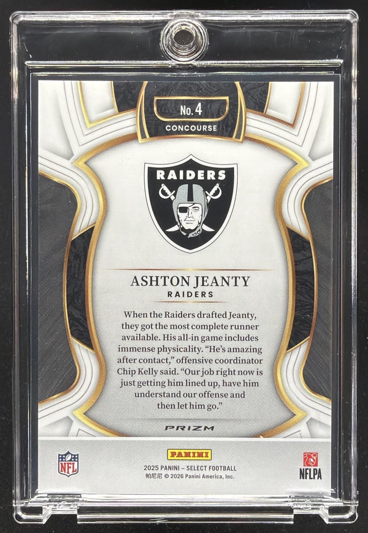 2025 Panini Select Ashton Jeanty #4 Zebra Rookies RC