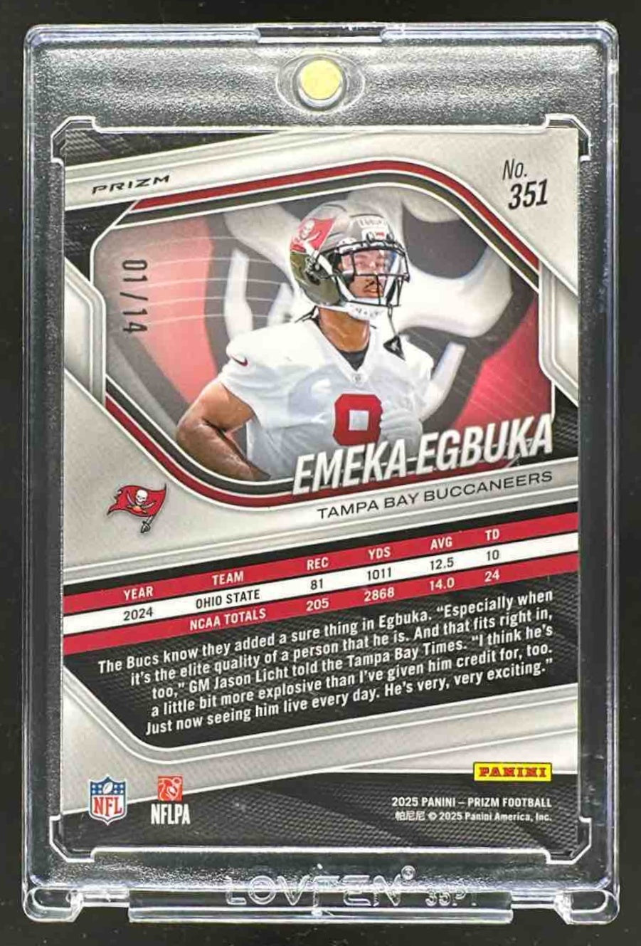 2025 Panini Prizm Emeka Egbuka #351 Choice Blue 1/14 RC