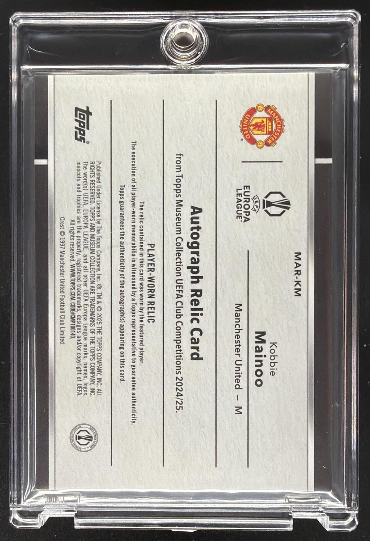 2024 Topps Museum Collection UEFA Club Kobbie Mainoo #MAR-KM Auto Relics /150