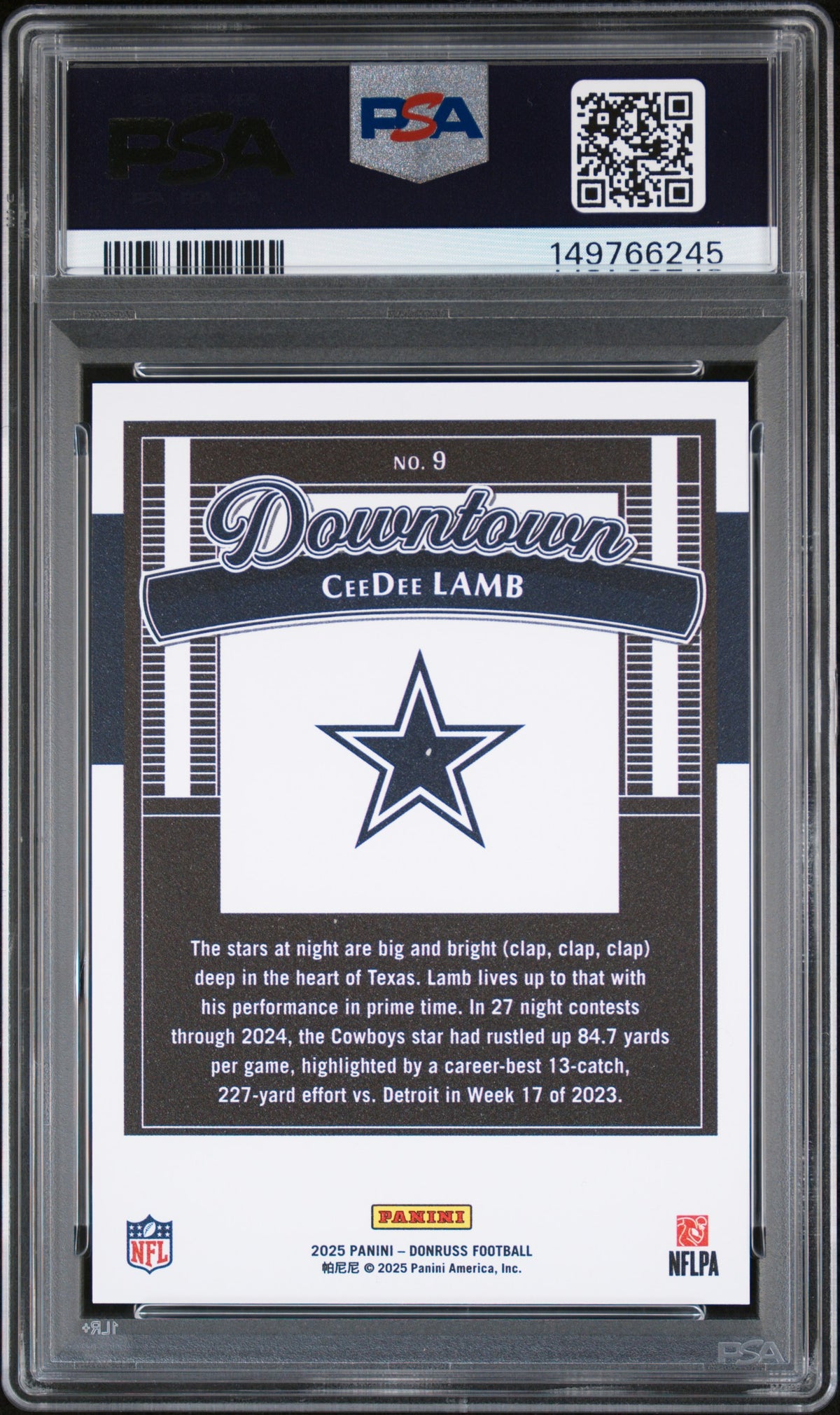 2025 Panini Donruss CeeDee Lamb #9 Downtown SP PSA 10
