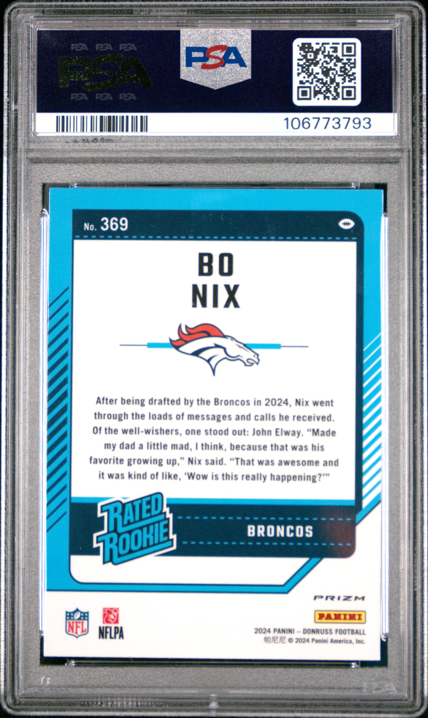 2024 Donruss Bo Nix Optic Preview Red Green PSA 10 RC