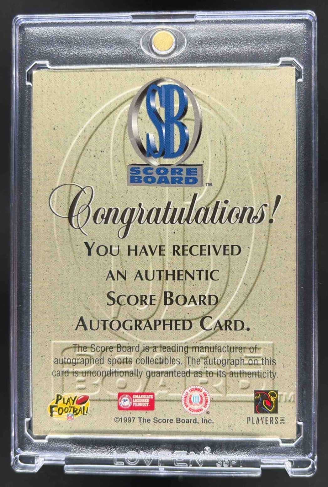 1997 Score Board Tony Gonzalez Pro Line Auto 215/400 RC