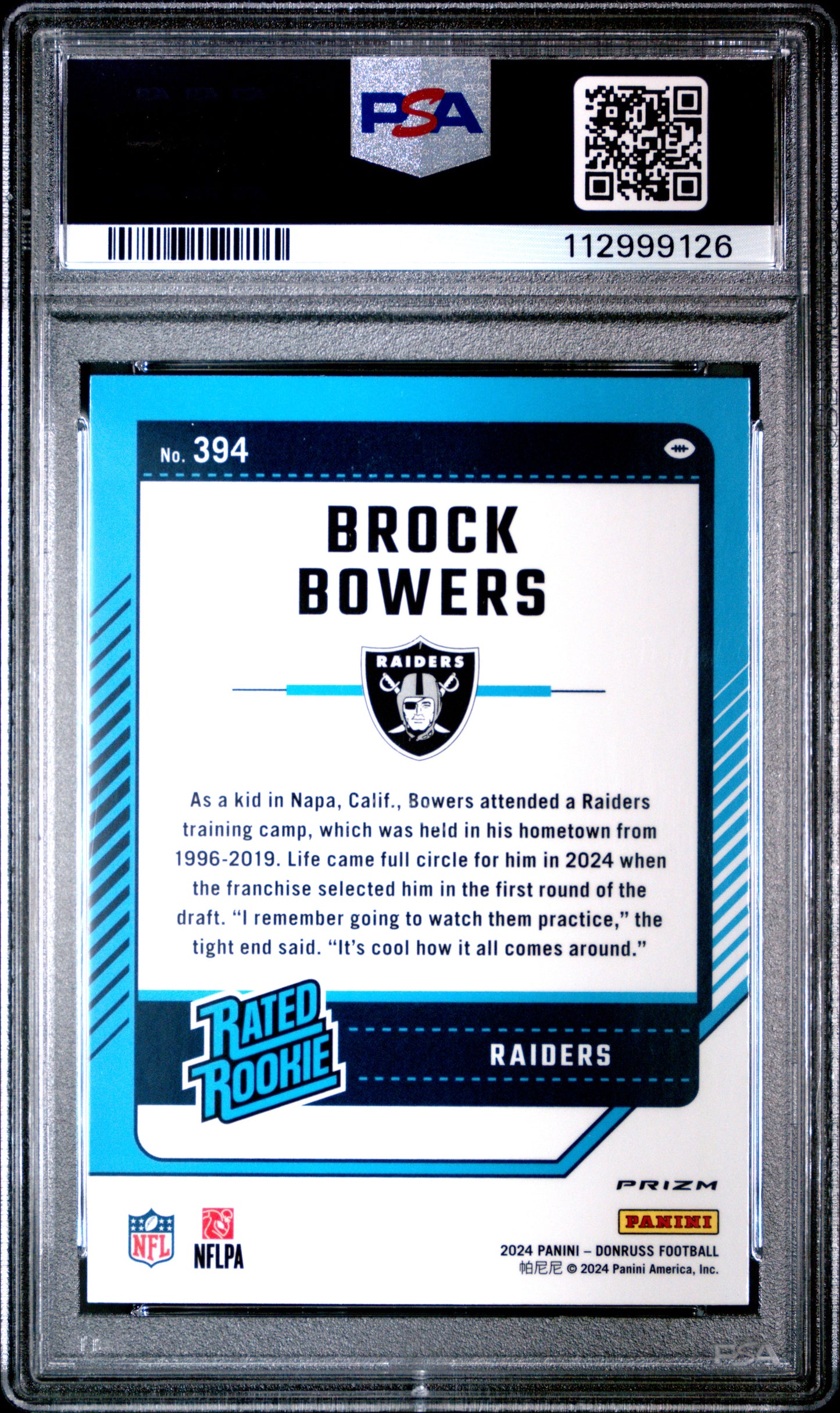 2024 Optic Preview Brock Bowers Pink Rookie PSA 10