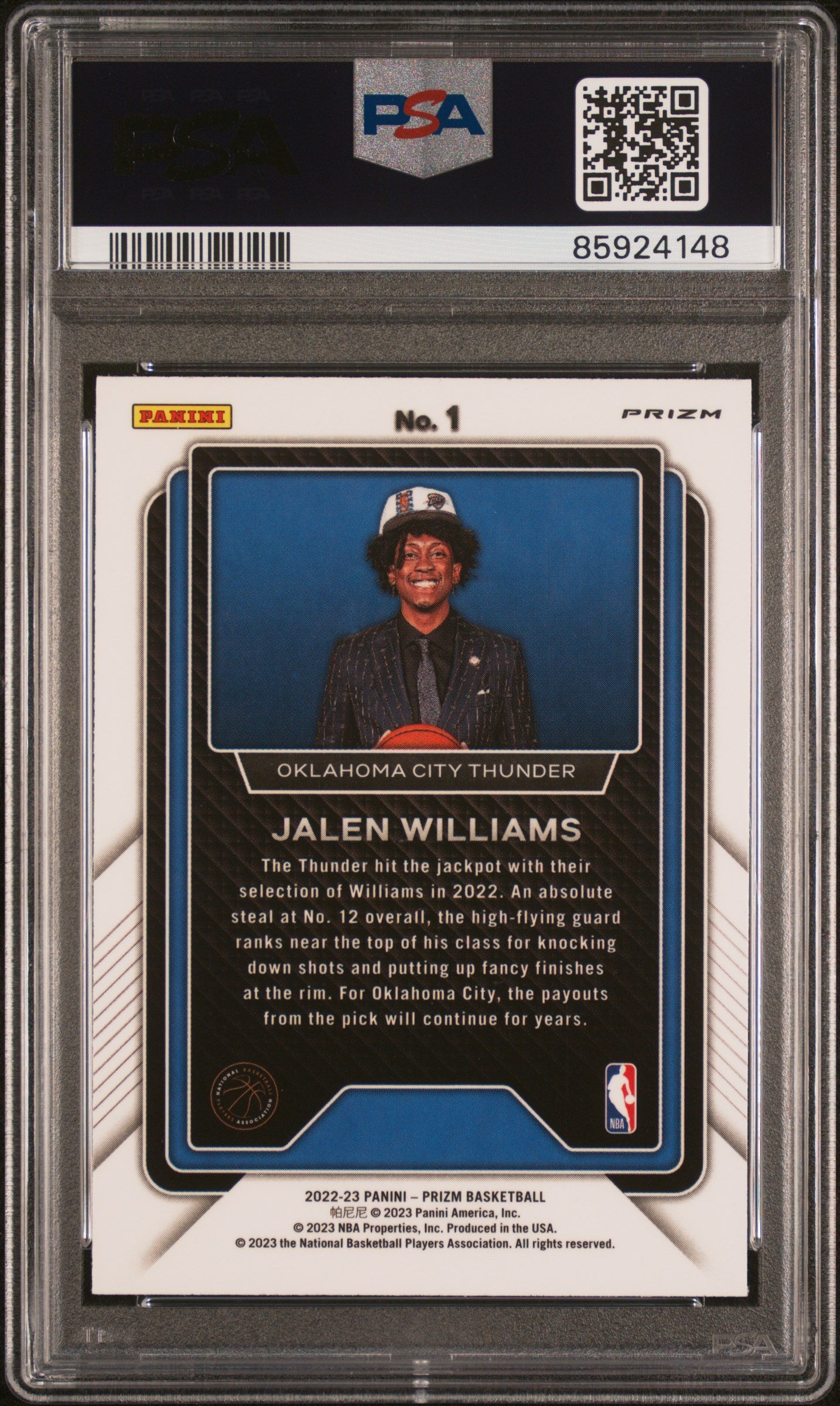 2022 Prizm Jalen Williams Luck of the Lottery Fast Break PSA 10 RC