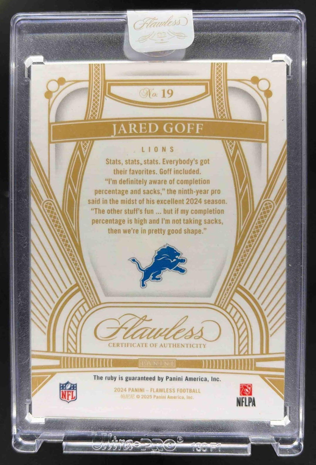 2025 Panini Prizm Jared Goff #10 Choice Red 4/20 Lions