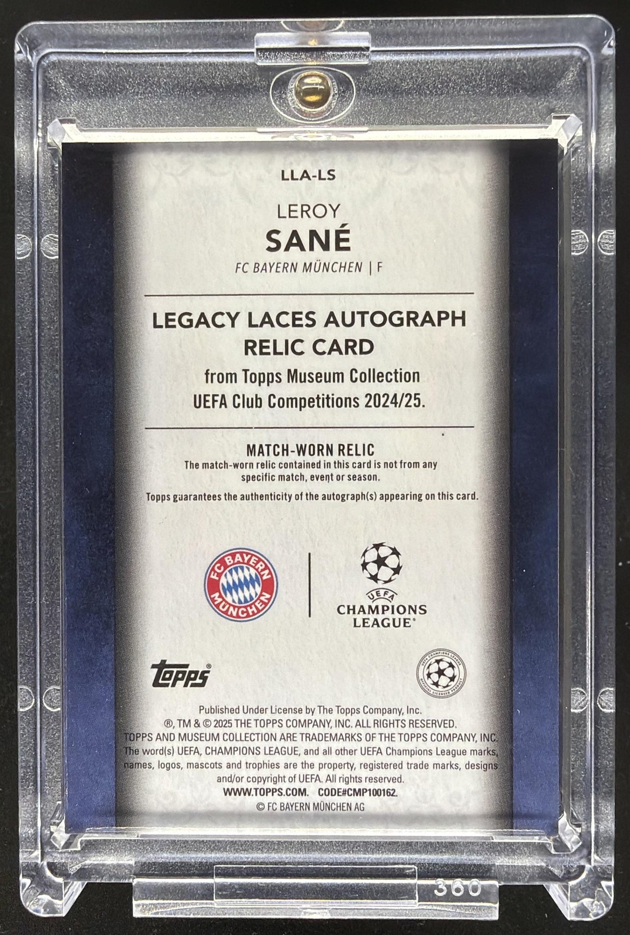 2025 Topps Museum Leroy Sane 1/1 Patch Auto Match Worn laces