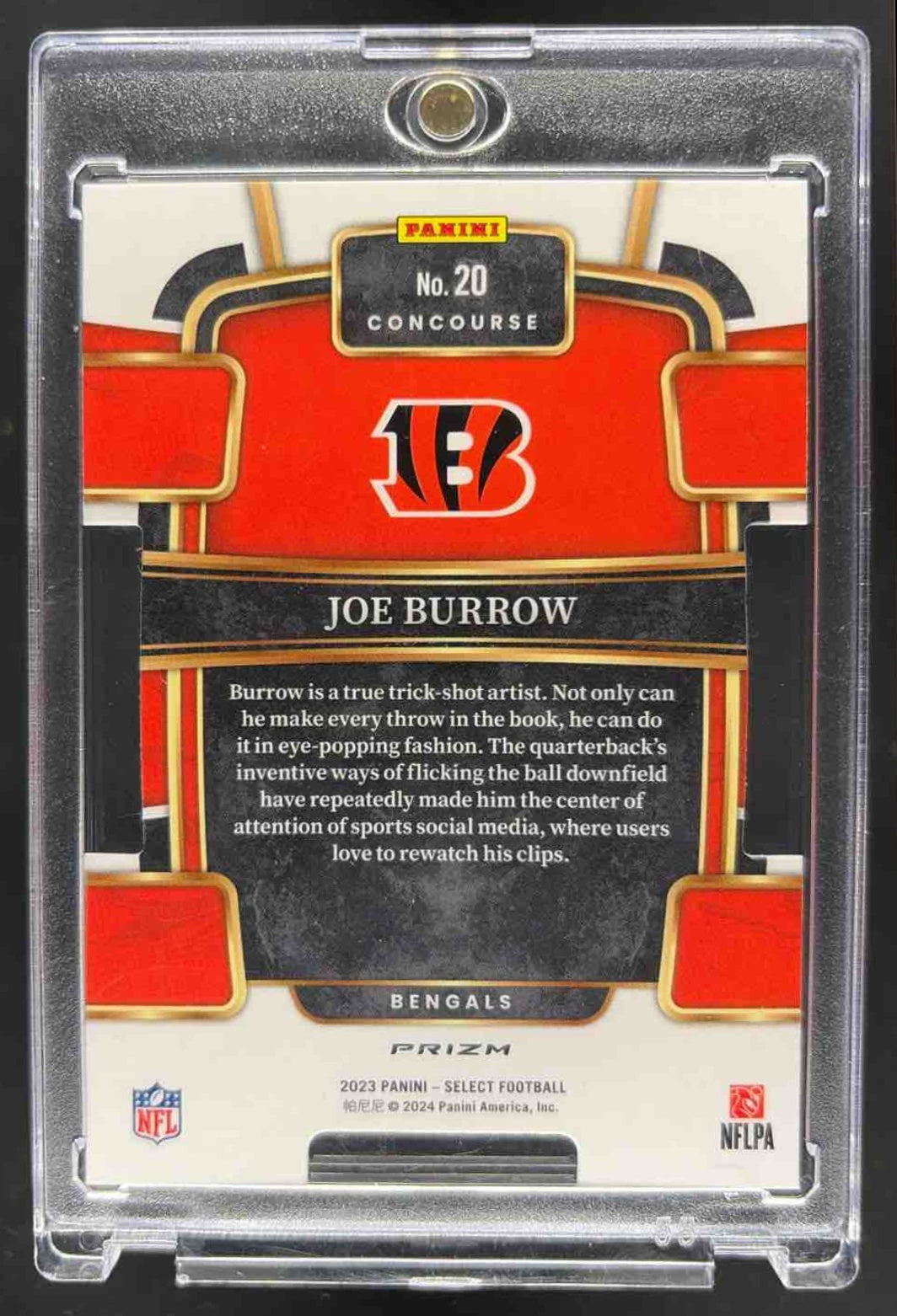 2023 Select Joe Burrow Zebra Die Cut #20