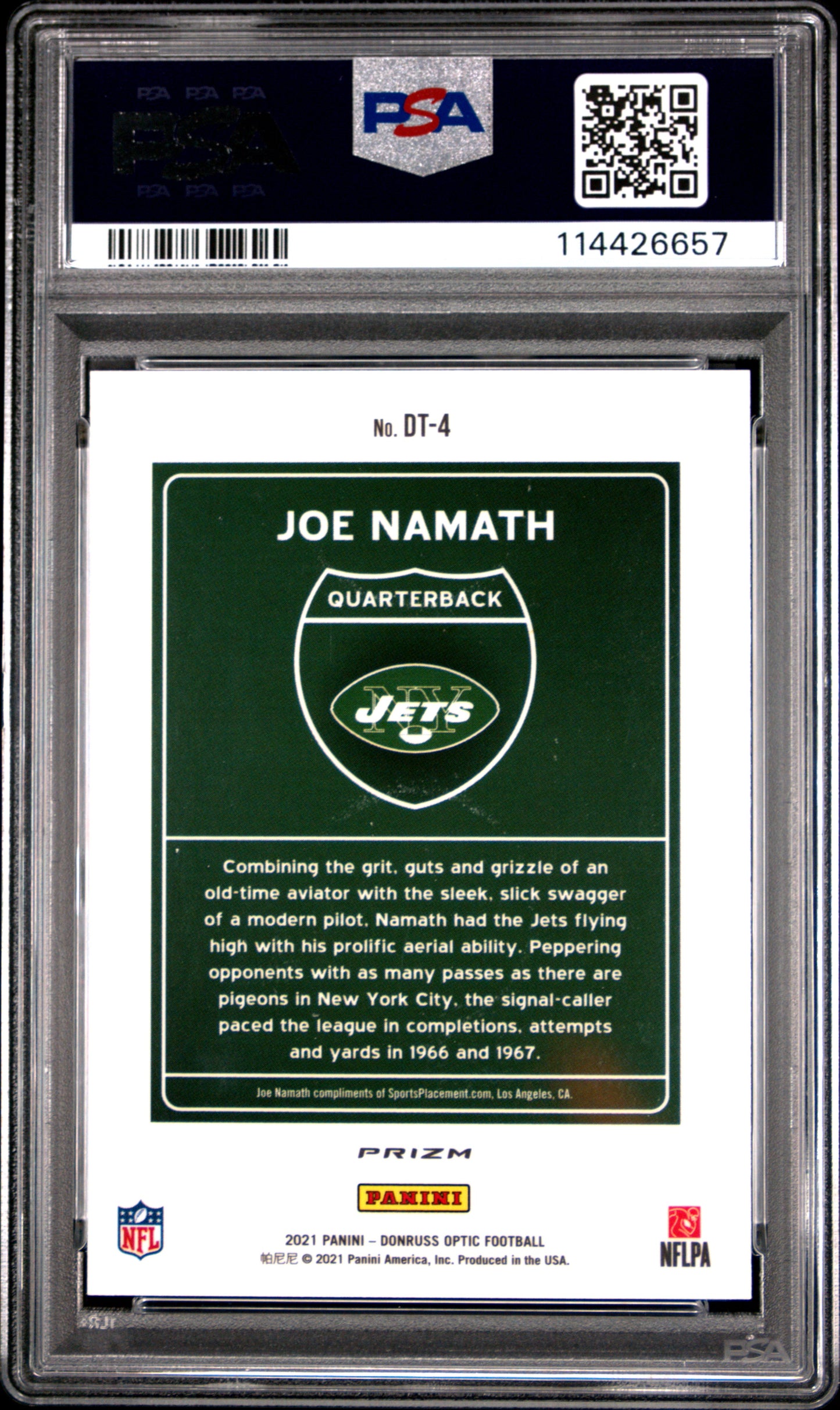 2021 Optic Joe Namath Downtown PSA 10 Case Hit