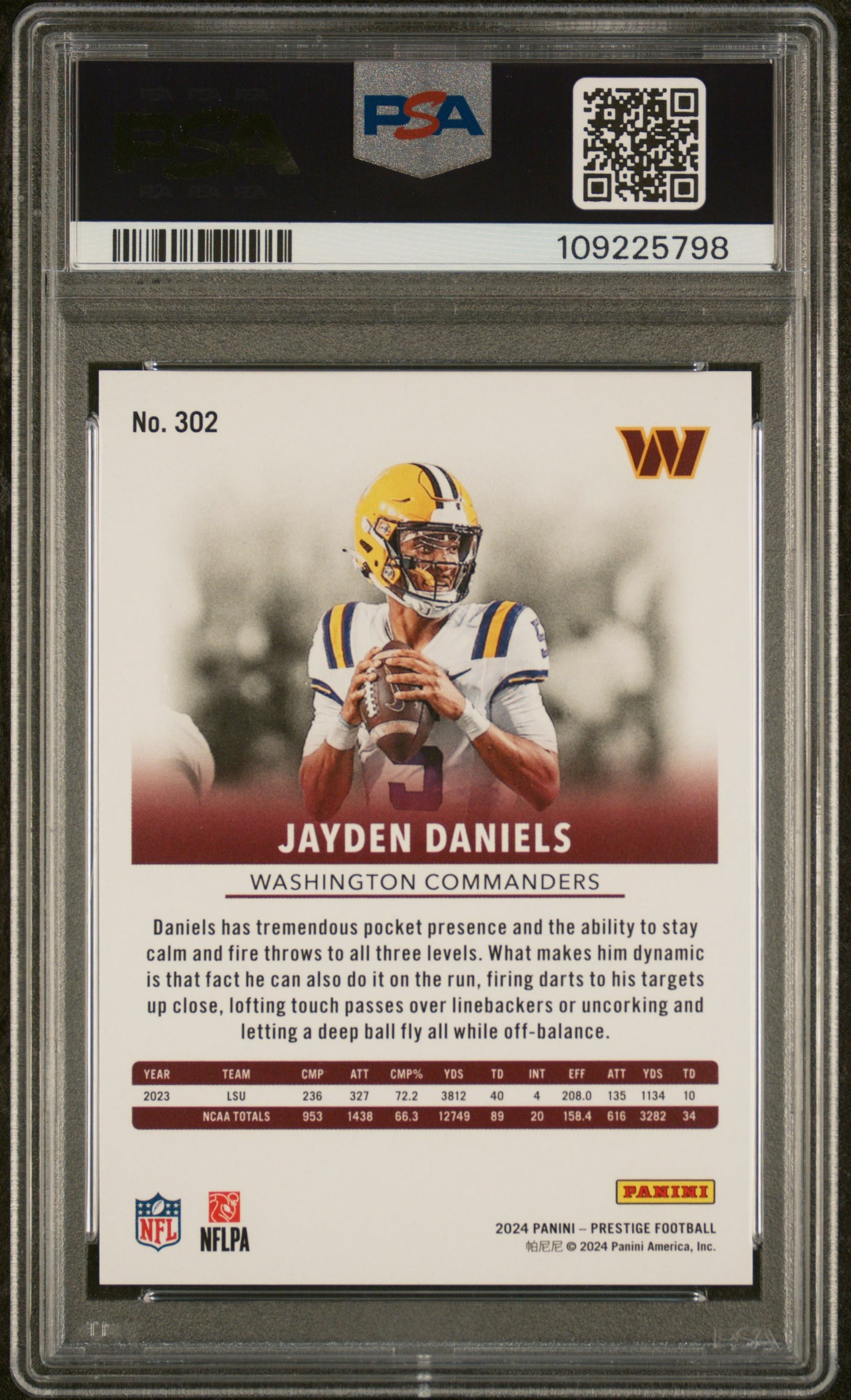 2024 Prestige Jayden Daniels Green /199 Rookie PSA 10