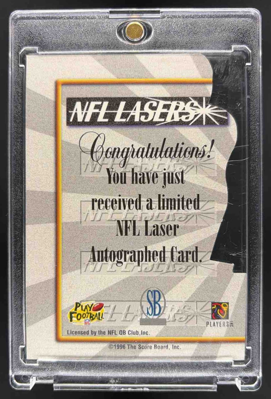 1996 Score Board NFL Lasers Drew Bledsoe Die Cut Auto