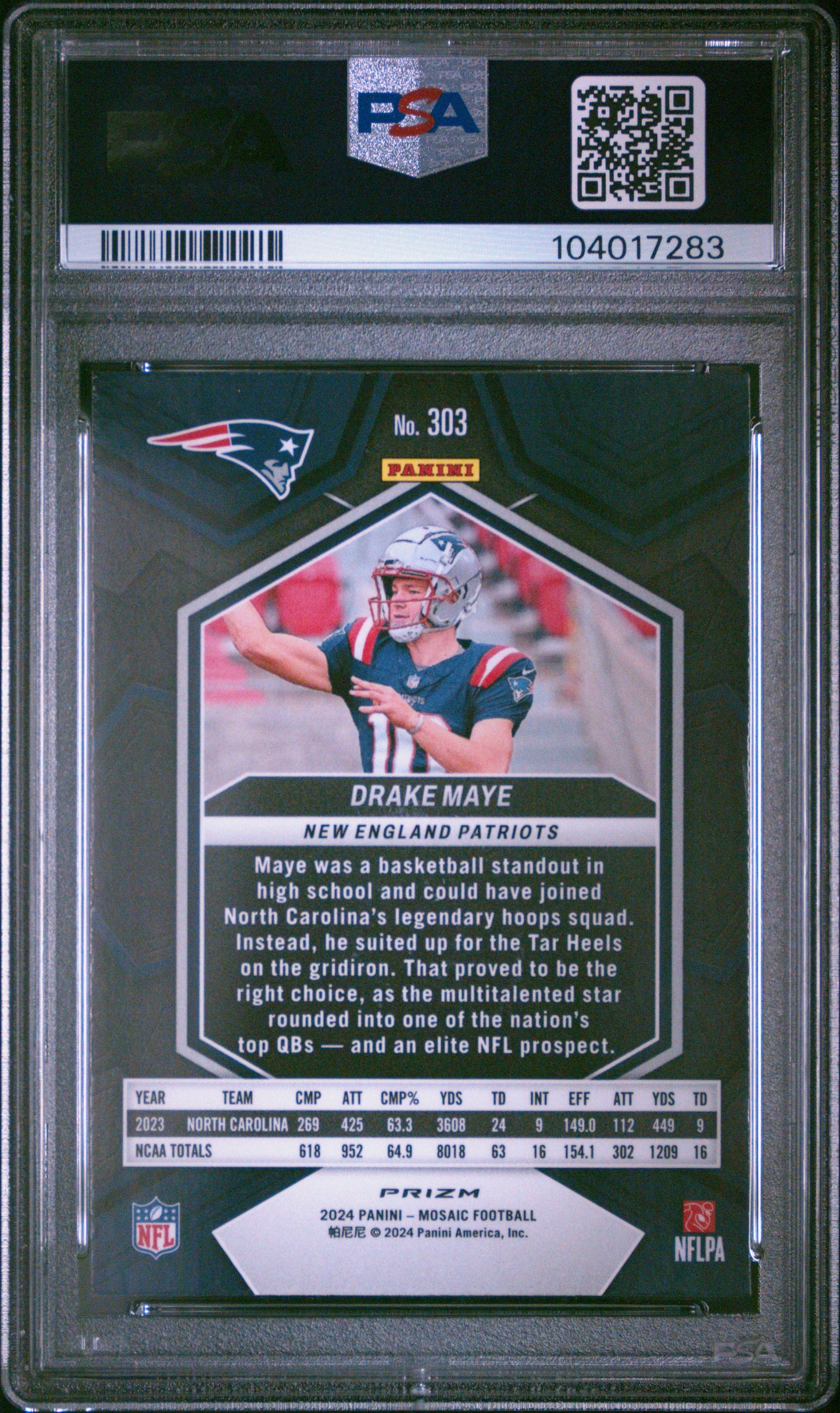 2024 Mosaic Drake Maye Camo Pink PSA 10 RC