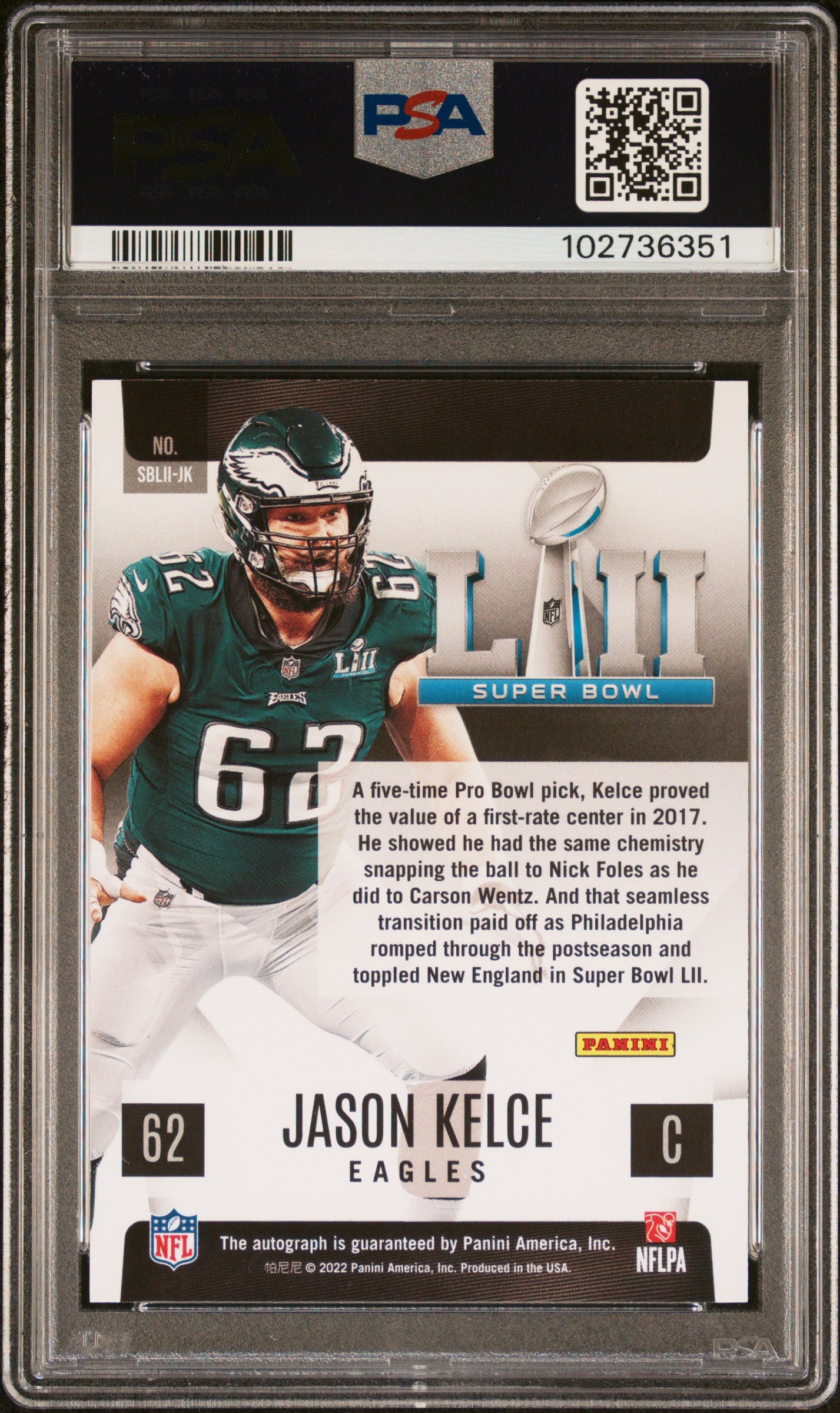2023 Phoenix Jason Kelce Super Bowl Auto PSA 9