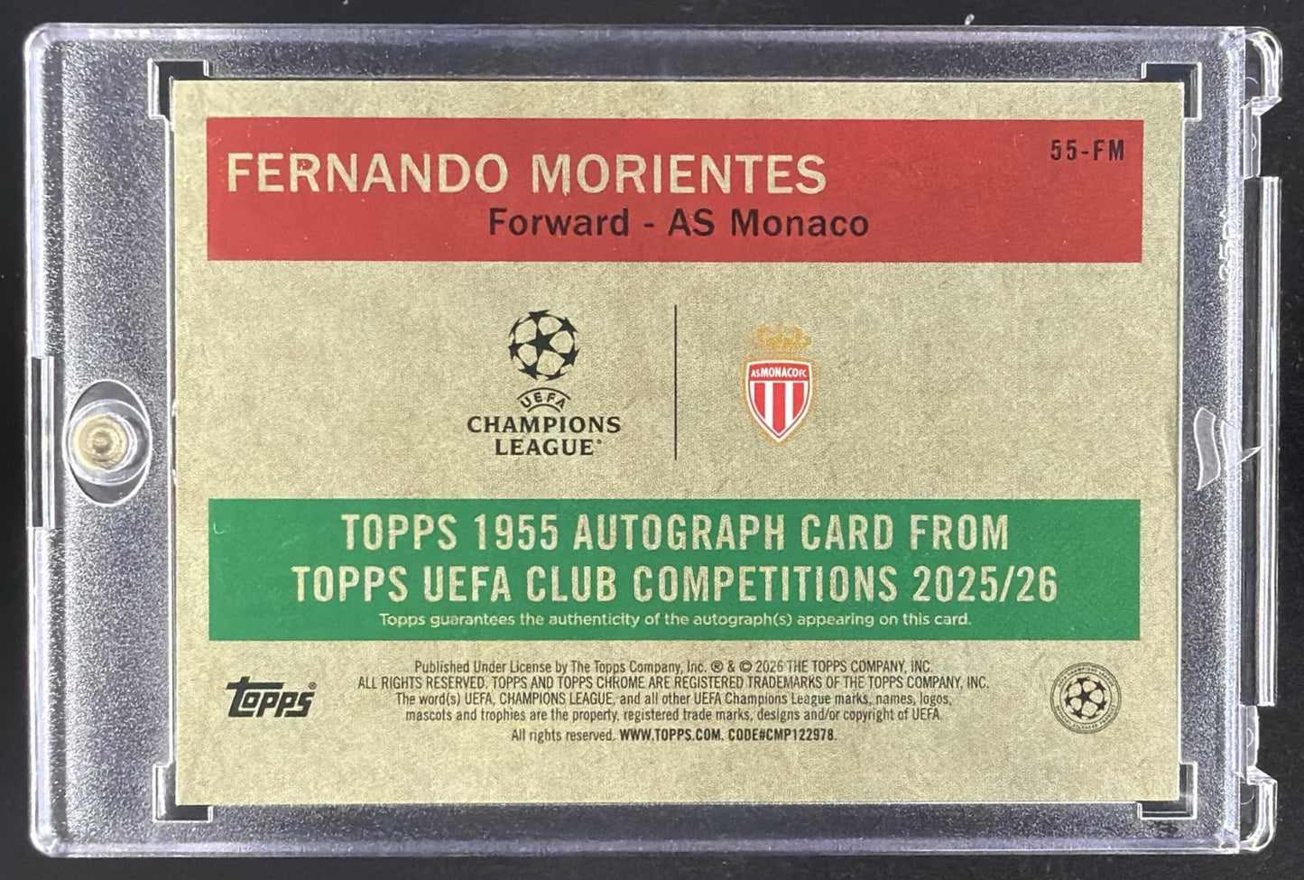2025 Topps UEFA CC Fernando Morientes #55-FM Auto Black /10