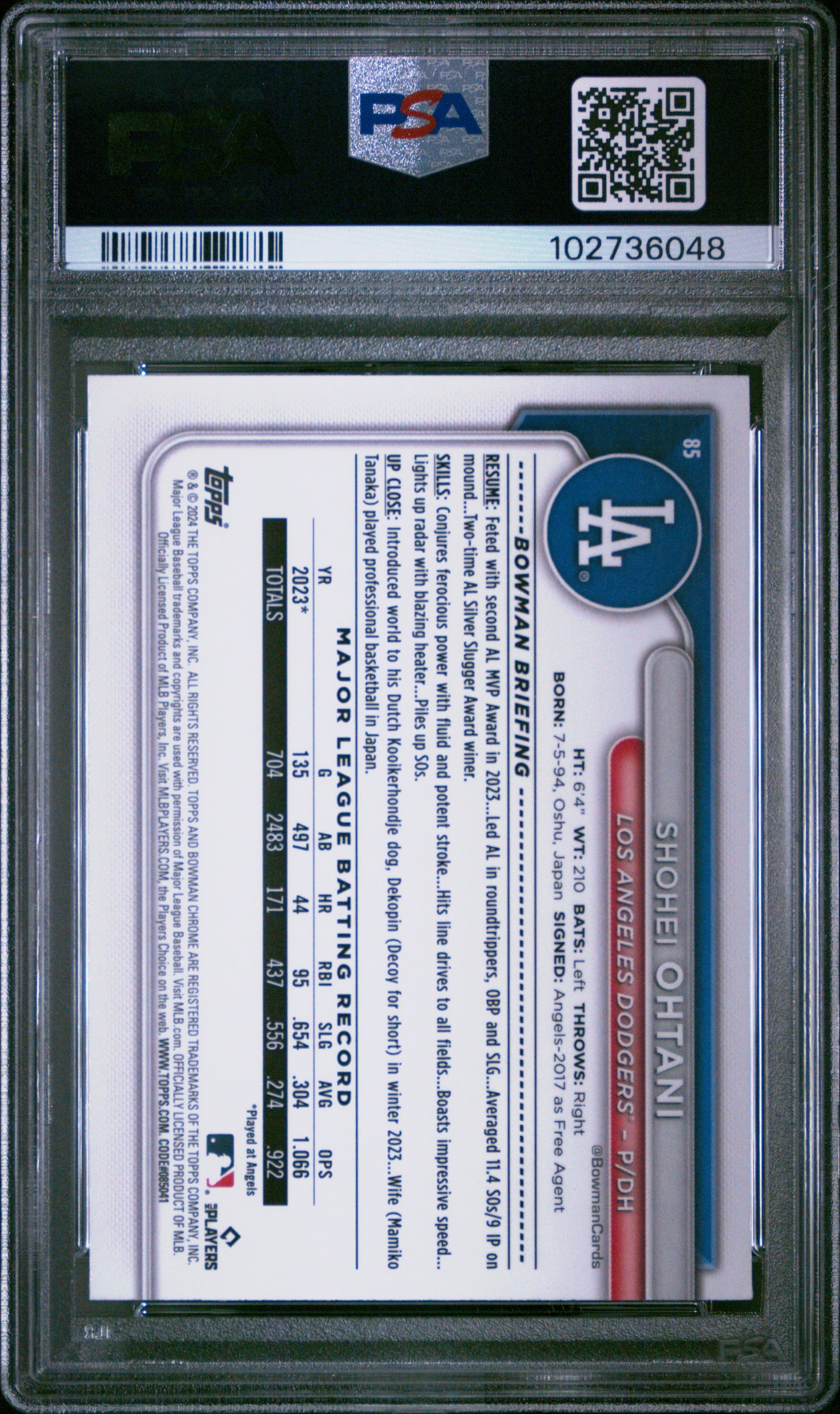 2024 Bowman Chrome Shohei Ohtani Fuchsia /299 PSA 10