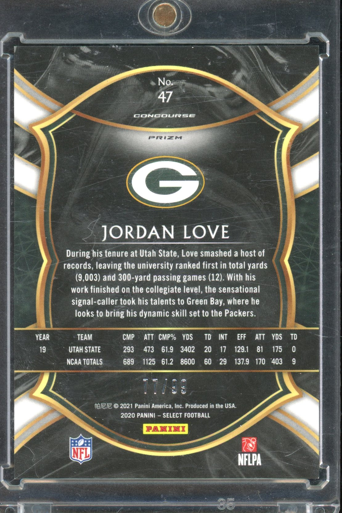 2020 Select Jordan Love Red 77/99 RC
