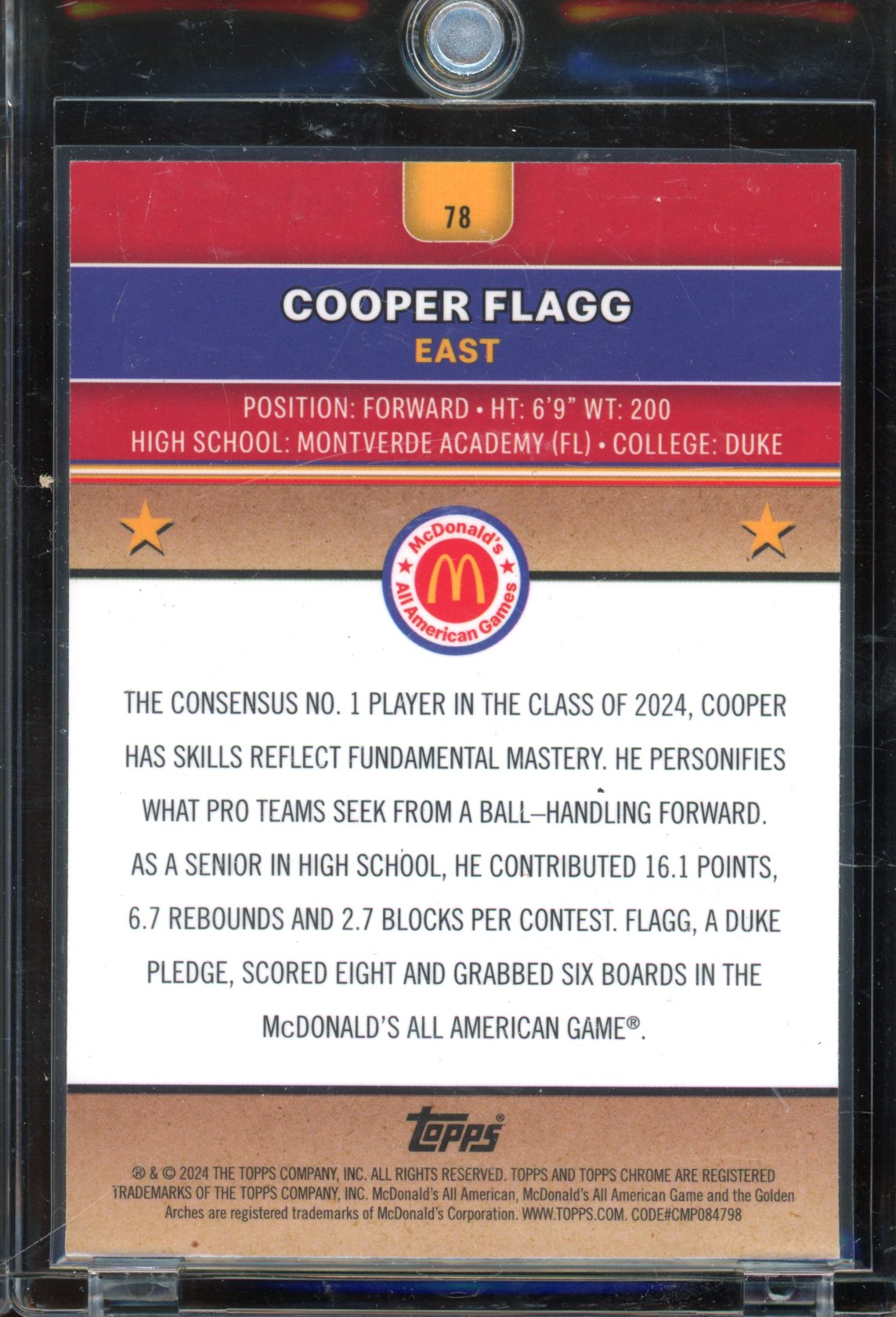 2024 McDonald's Chrome Cooper Flagg Red Lava 019/125