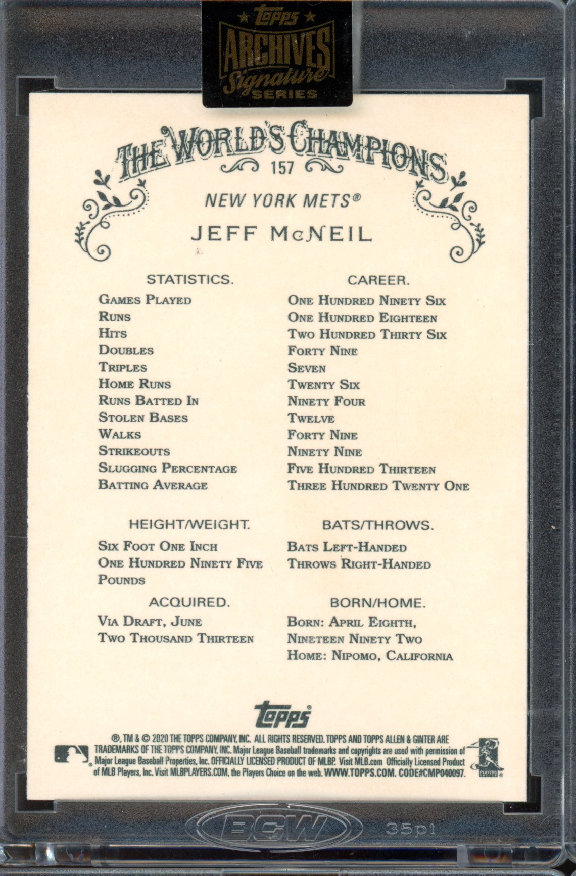 2022 Archives Signature Jeff McNeil Auto 1/1