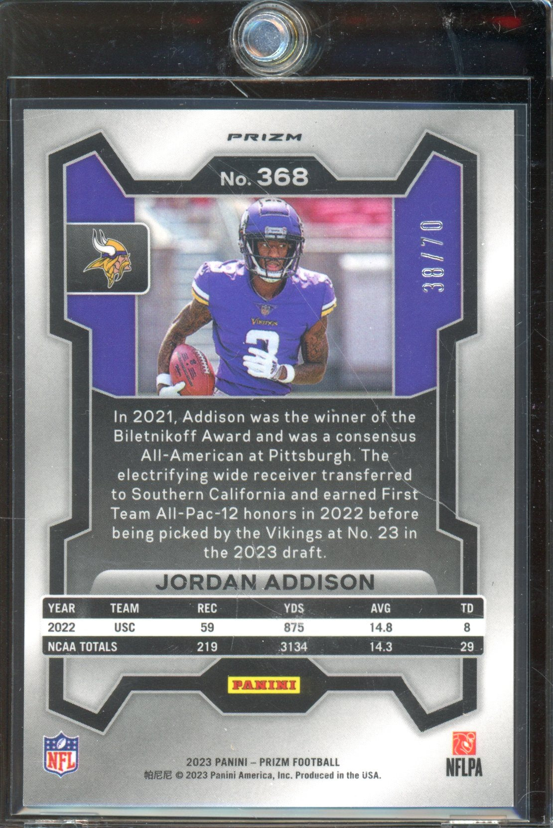 2023 Prizm Jordan Addison Red Disco 38/70 RC