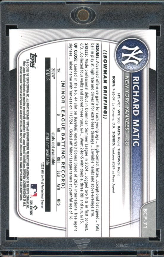 2025 Bowman Chrome Richard Matic Sunflower Seeds 1st