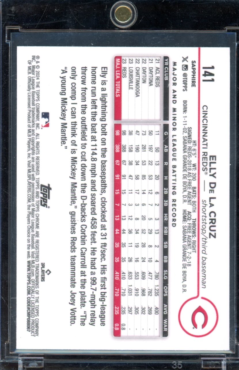 2024 Topps Chrome Elly De La Cruz Gold Sapphire Rookie /50