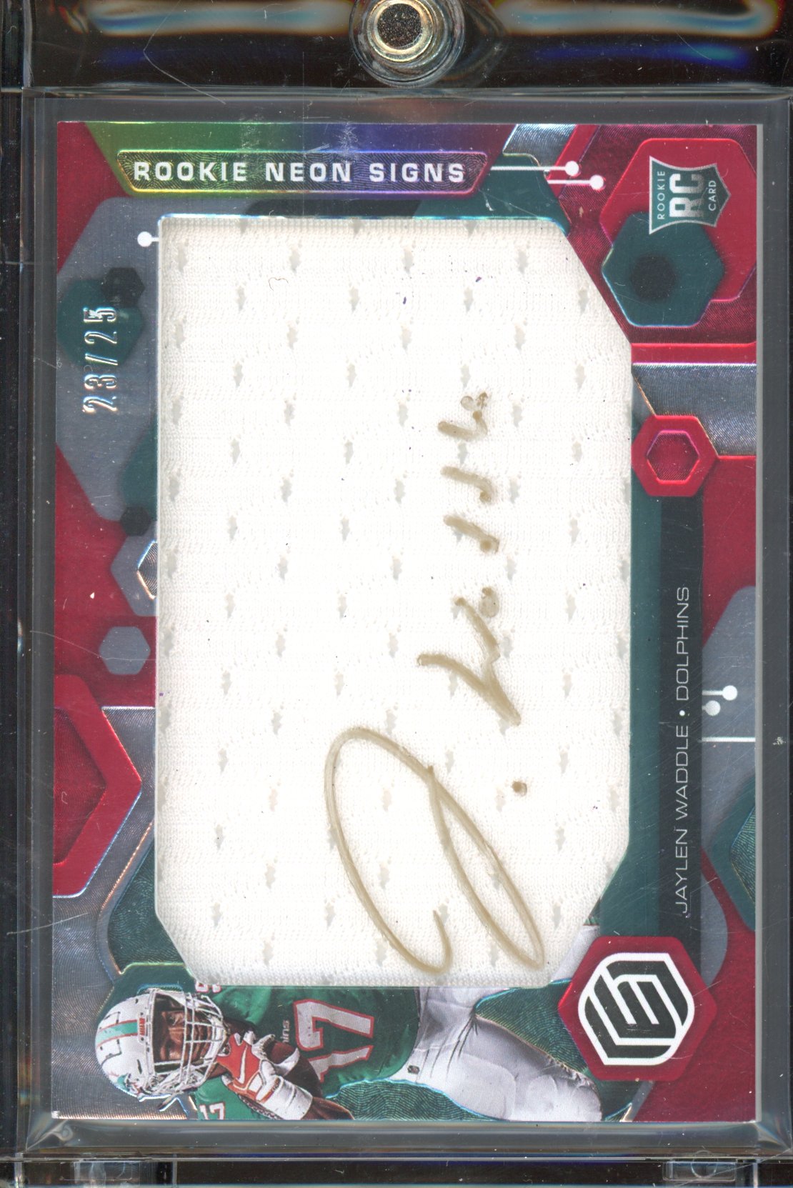 2021 Elements Jaylen Waddle Rookie Neon Signs Auto Jersey 23/25 RC