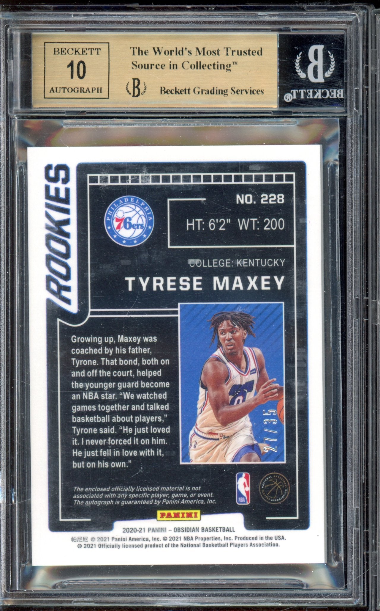 2020 Obsidian Tyrese Maxey Electric Etch Orange Auto Patch Auto 27/35 RC