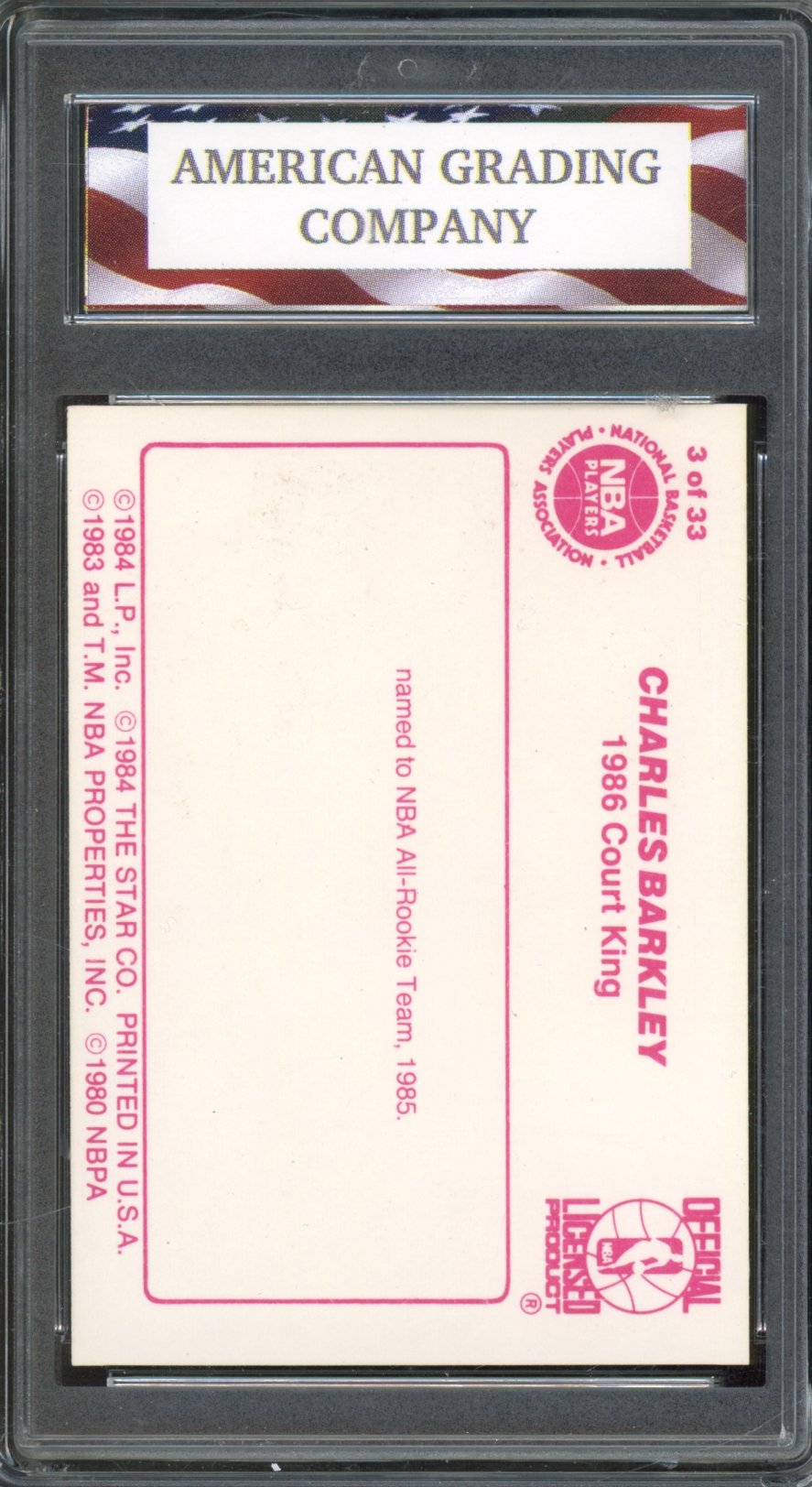 1986 Star Charles Barkley Court King ACG 8