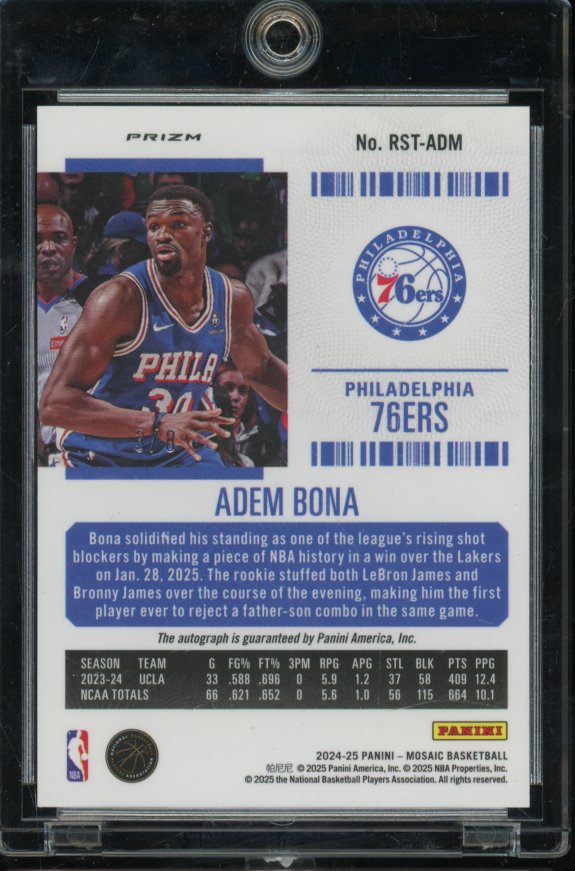 2024-25 Contenders Optic Adem Bona Black Gold Rookie Auto /8