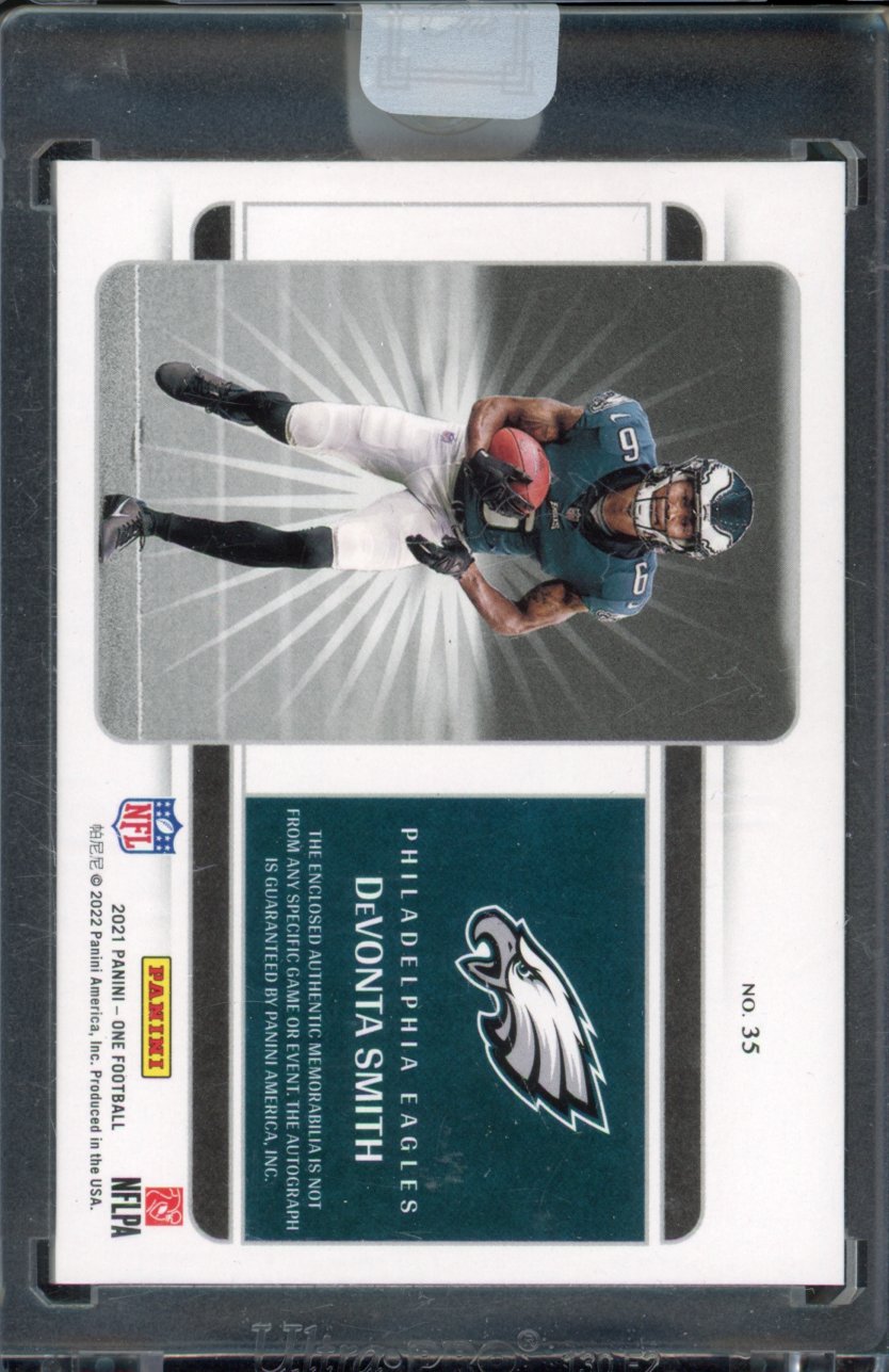 2021 Panini One Devonta Smith Duel Patch Platinum Auto /5 RC