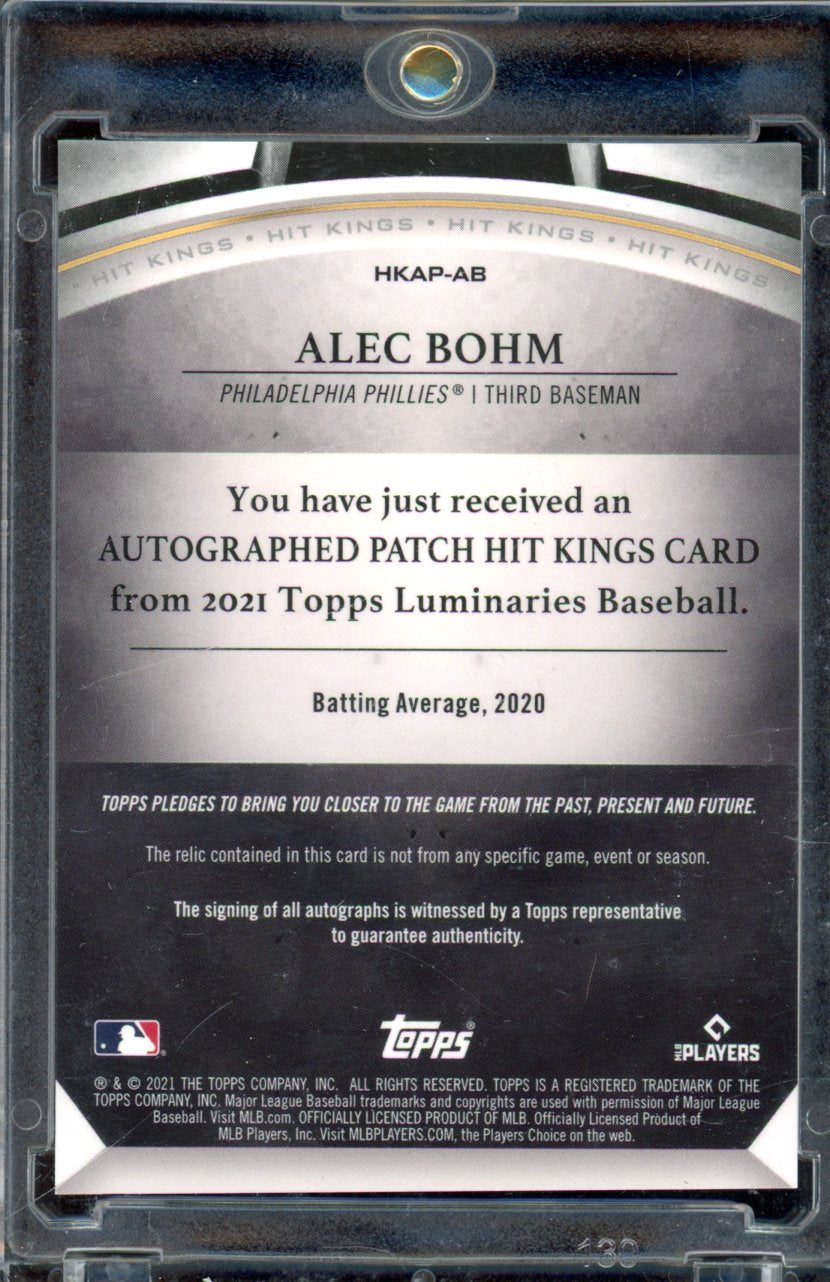 2021 Luminaries Alec Bohm Rookie Patch Auto /15