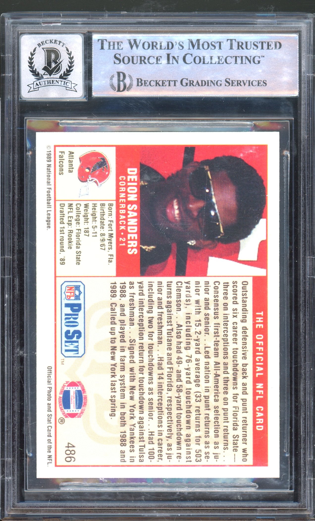 1989 Pro Set Deion Sanders Auto RC BGS 10 AUTO