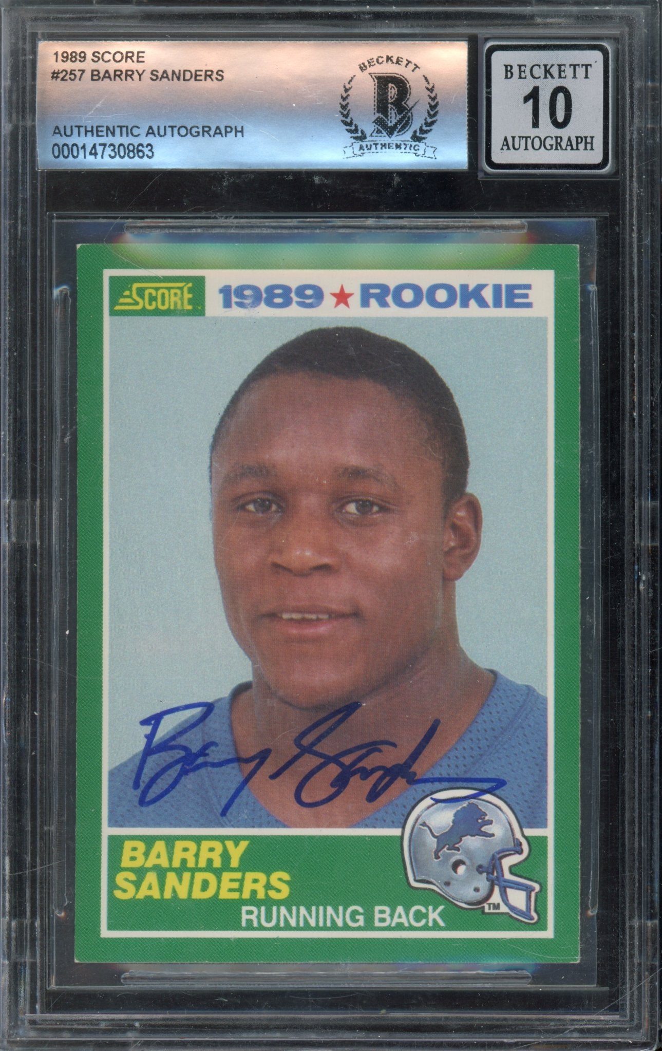 1989 Score Barry Sanders Auto BGS AUTO 10