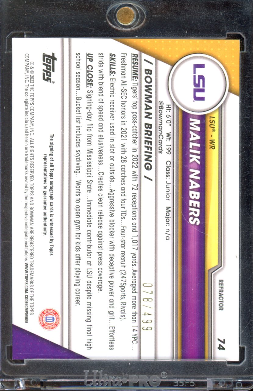 2024 Bowman U Chrome Malik Nabers Refractor Auto /499
