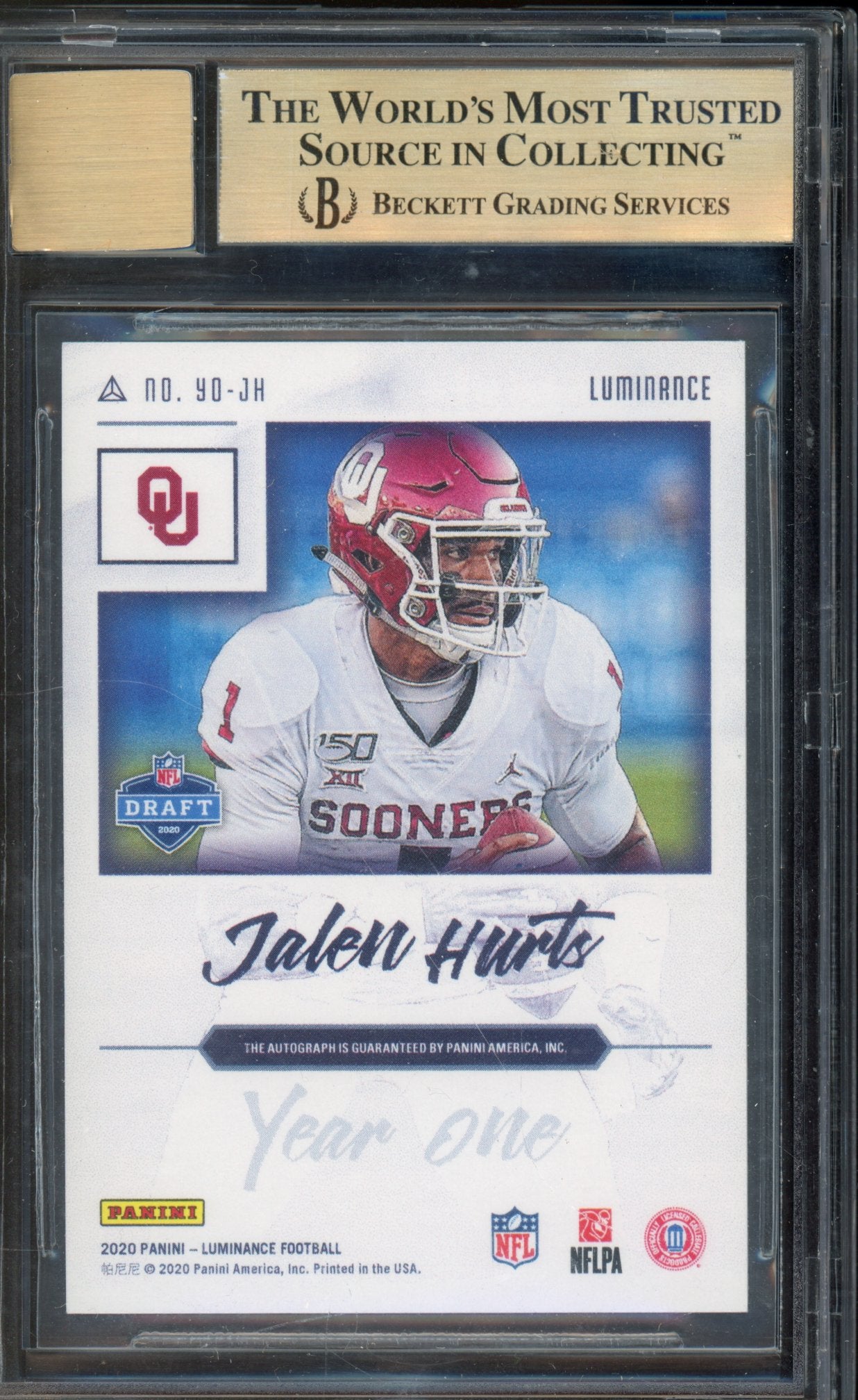 2020 Luminance Jalen Hurts Year One Auto BGS 9.5 AUTO 10 RC