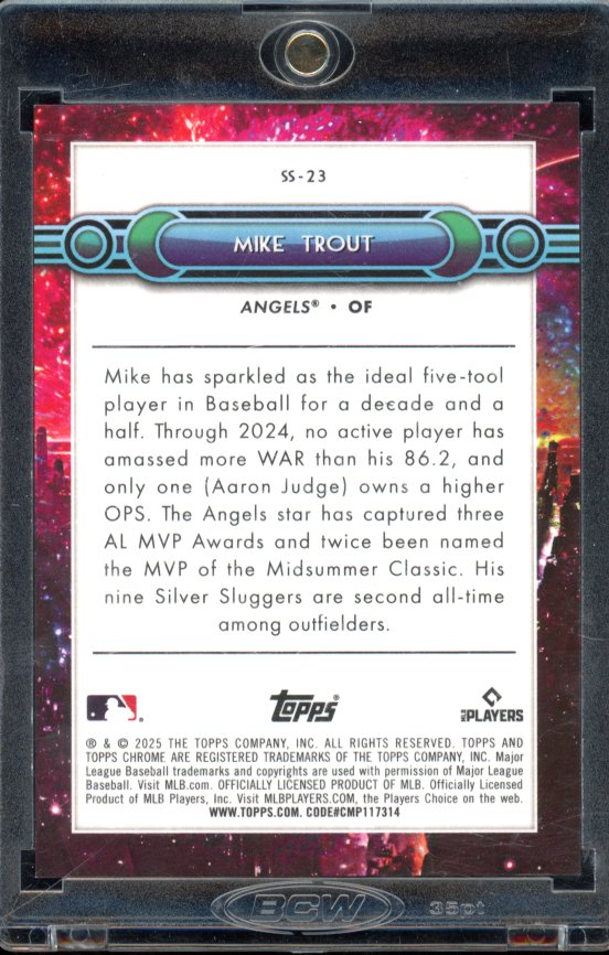 2025 Topps Chrome Mike Trout Swinging For The Stars Orange /25